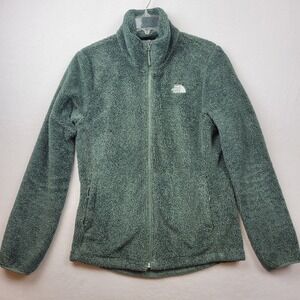 North Face Osito‎ Jacket Women Medium Green Fuzzy Fleece Teddy Full Zip Hike